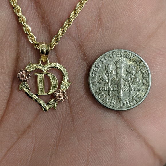 10kt Real Gold Rope Chain and Pendant